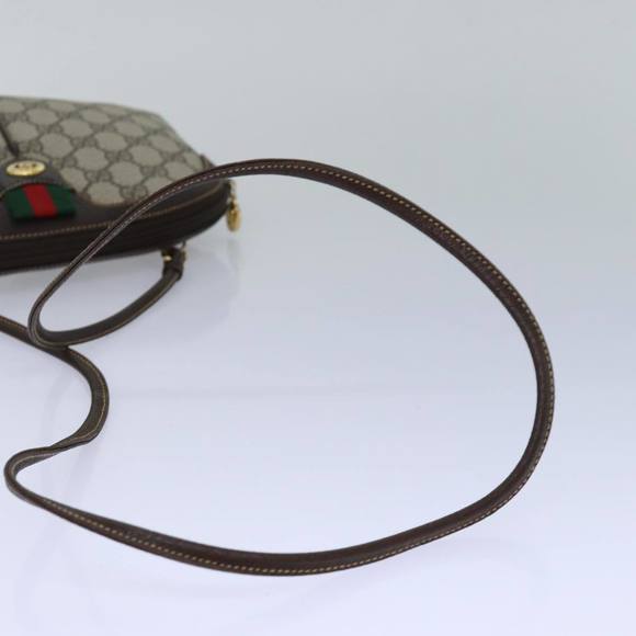 GUCCI GG Canvas Web Sherry Line Shoulder Bag PVC Beige Green Red Auth ep5130 - Picture 7 of 16